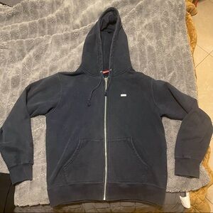 Supreme Zip Up Hoodie Navy small box logo 3m reflective size Large worn used